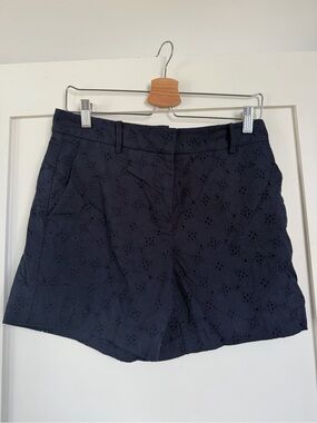 Ann Taylor Navy Eyelet Bermuda Shorts